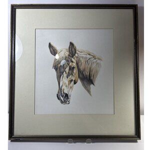 Original framed matted watercolour horse painting vintage 81”